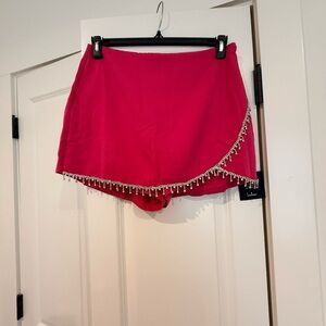 Lulu's Hot Pink Beaded Trim Skort